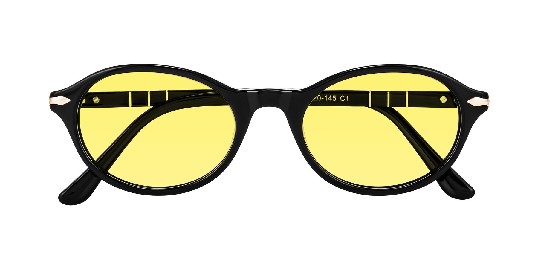 Folded Front of Sidriah in Black with Medium Yellow Tinted Lenses