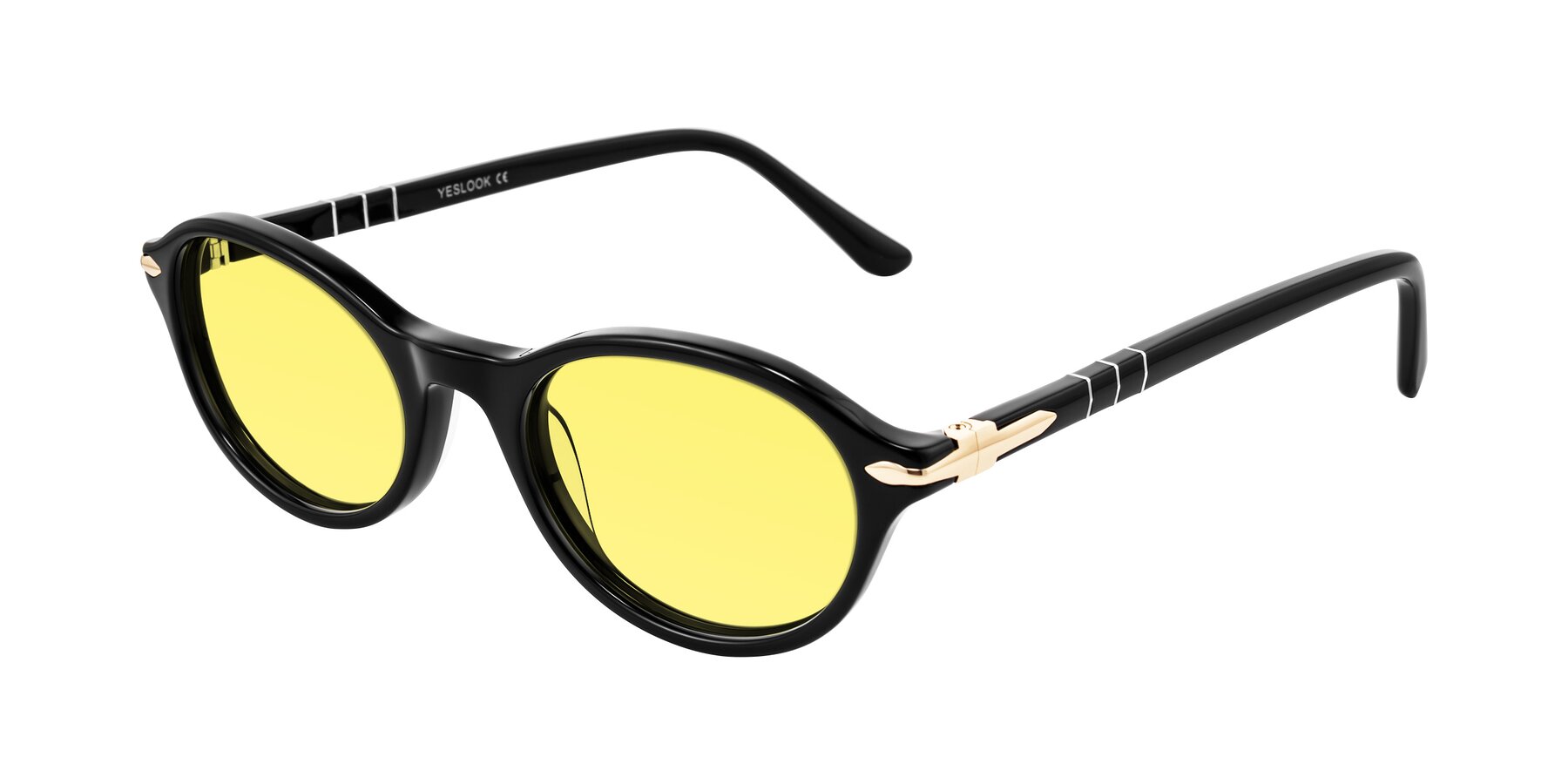 Angle of Sidriah in Black with Medium Yellow Tinted Lenses