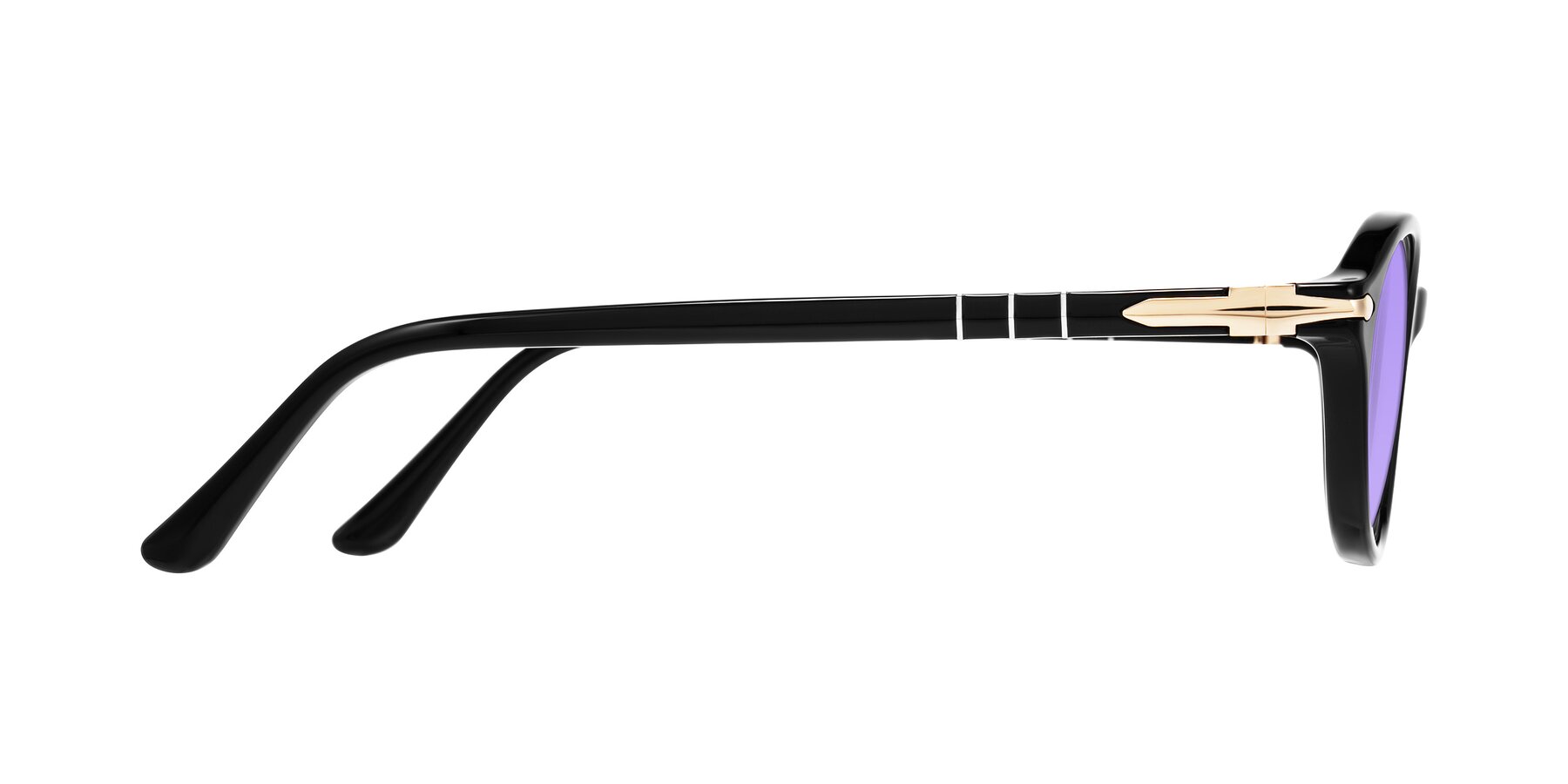 Side of Sidriah in Black with Medium Purple Tinted Lenses
