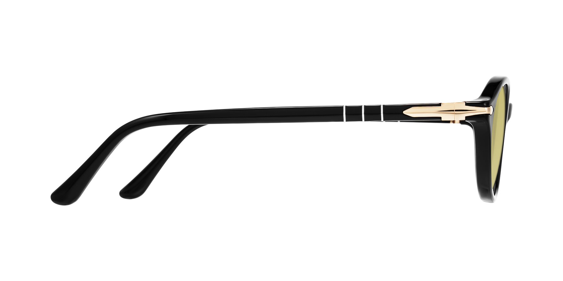 Side of Sidriah in Black with Medium Champagne Tinted Lenses