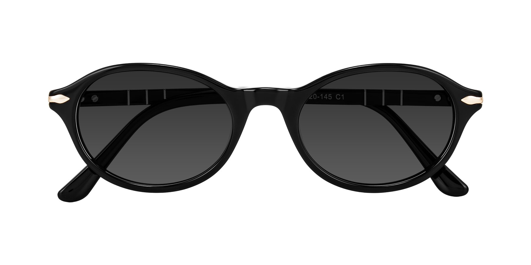 Folded Front of Sidriah in Black with Gray Tinted Lenses