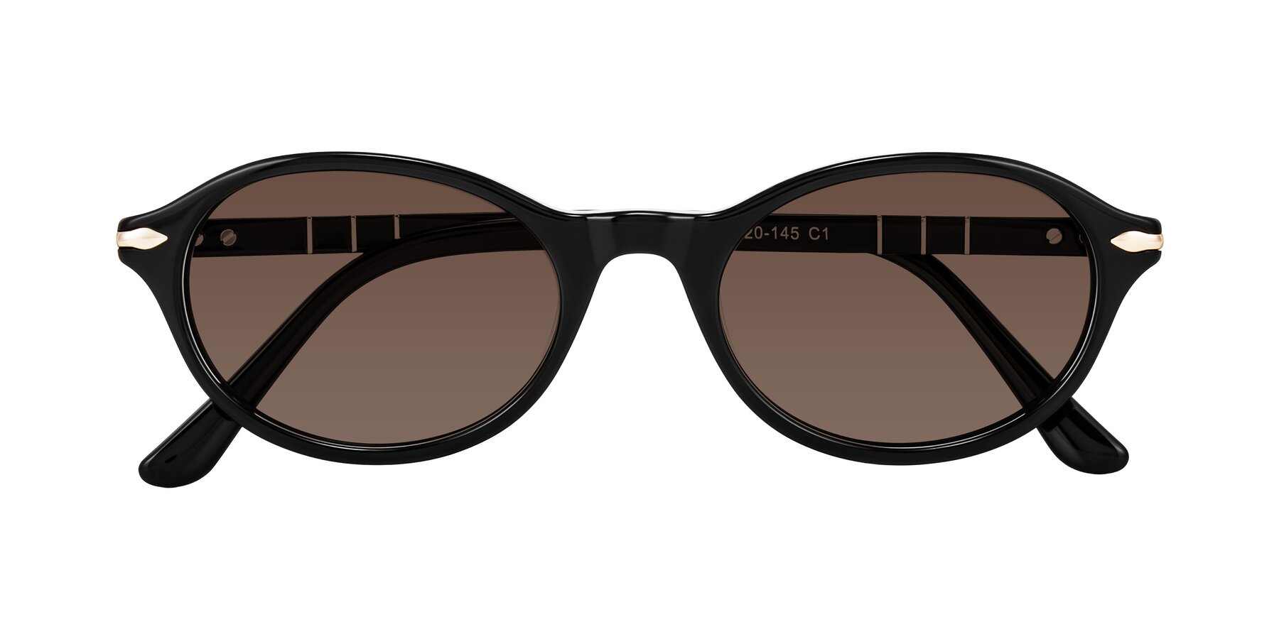 Folded Front of Sidriah in Black with Brown Tinted Lenses
