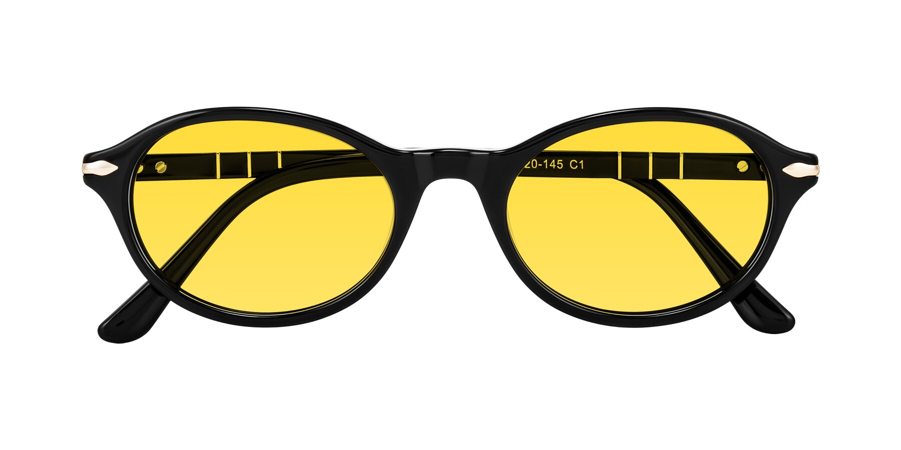 Folded Front of Sidriah in Black with Yellow Tinted Lenses