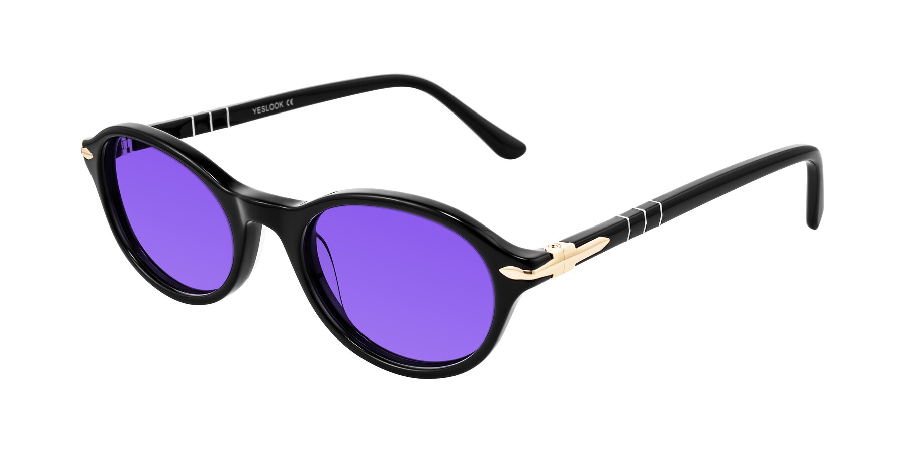 Angle of Sidriah in Black with Purple Tinted Lenses