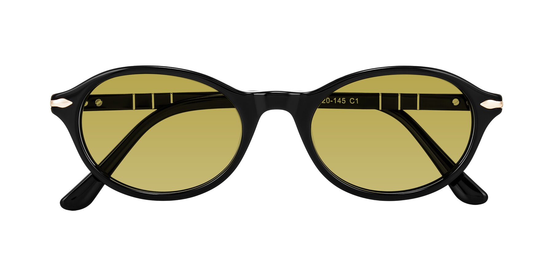 Folded Front of Sidriah in Black with Champagne Tinted Lenses