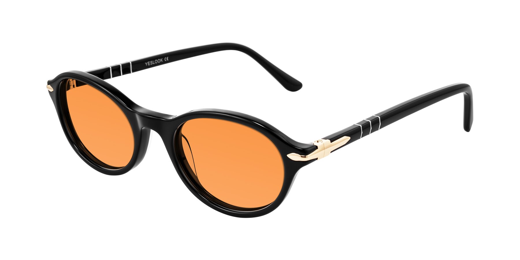 Angle of Sidriah in Black with Orange Tinted Lenses