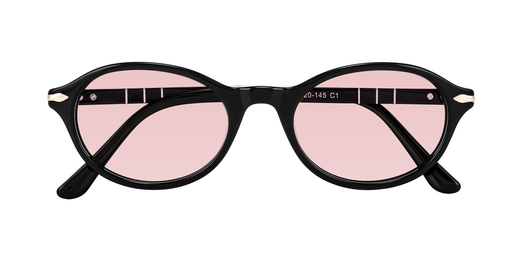 Folded Front of Sidriah in Black with Light Garnet Tinted Lenses
