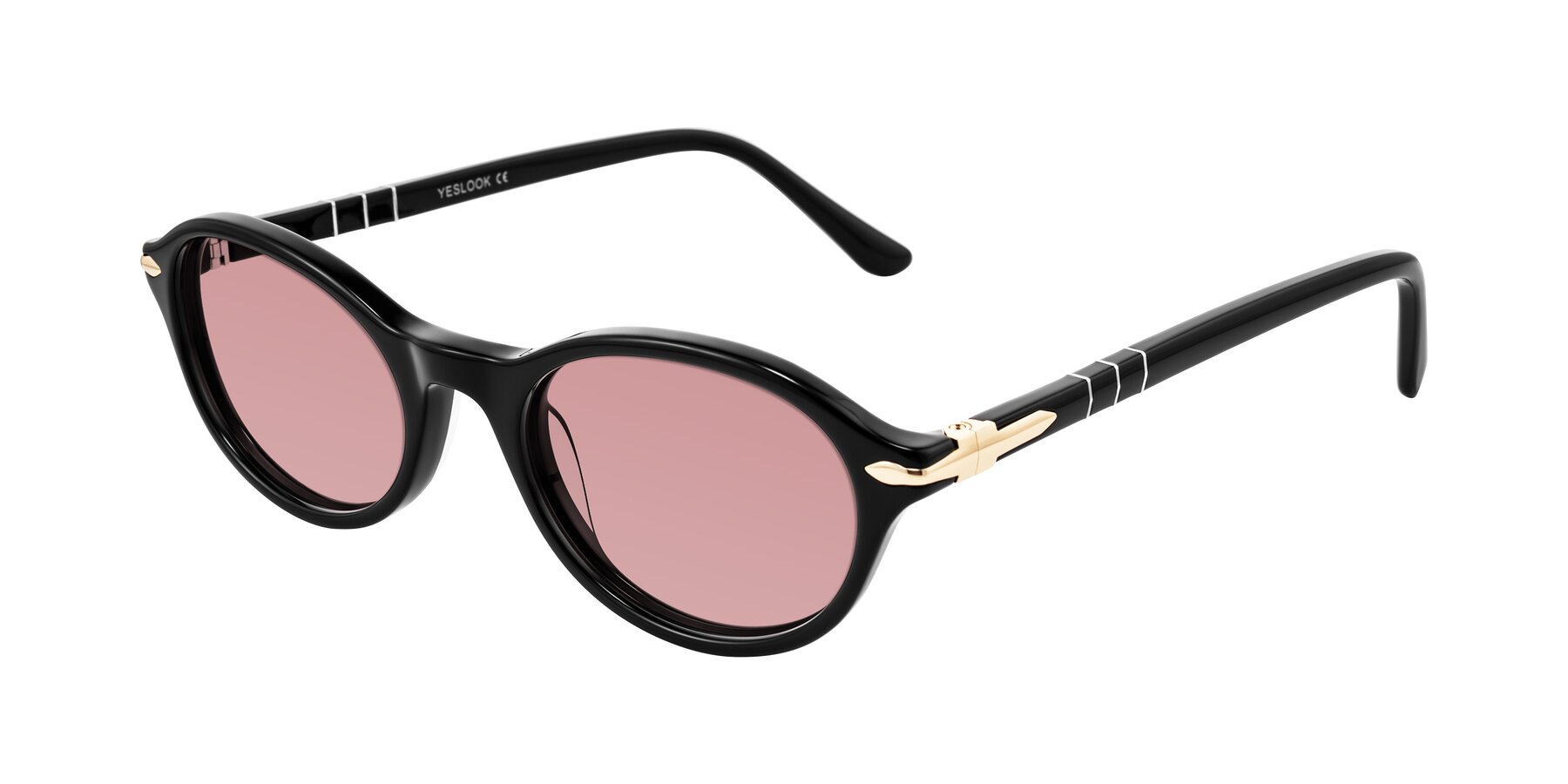 Angle of Sidriah in Black with Medium Garnet Tinted Lenses