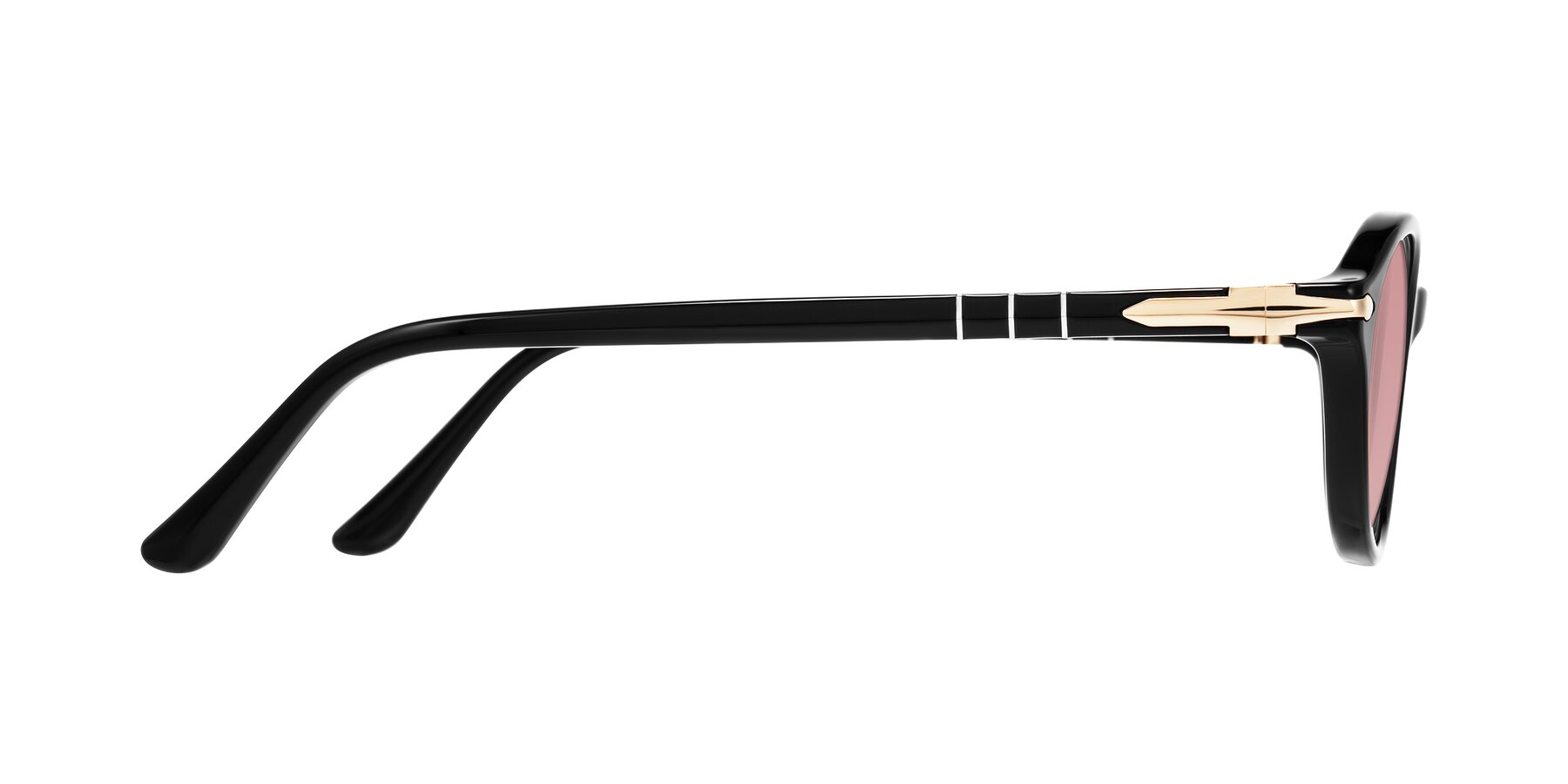 Side of Sidriah in Black with Medium Garnet Tinted Lenses