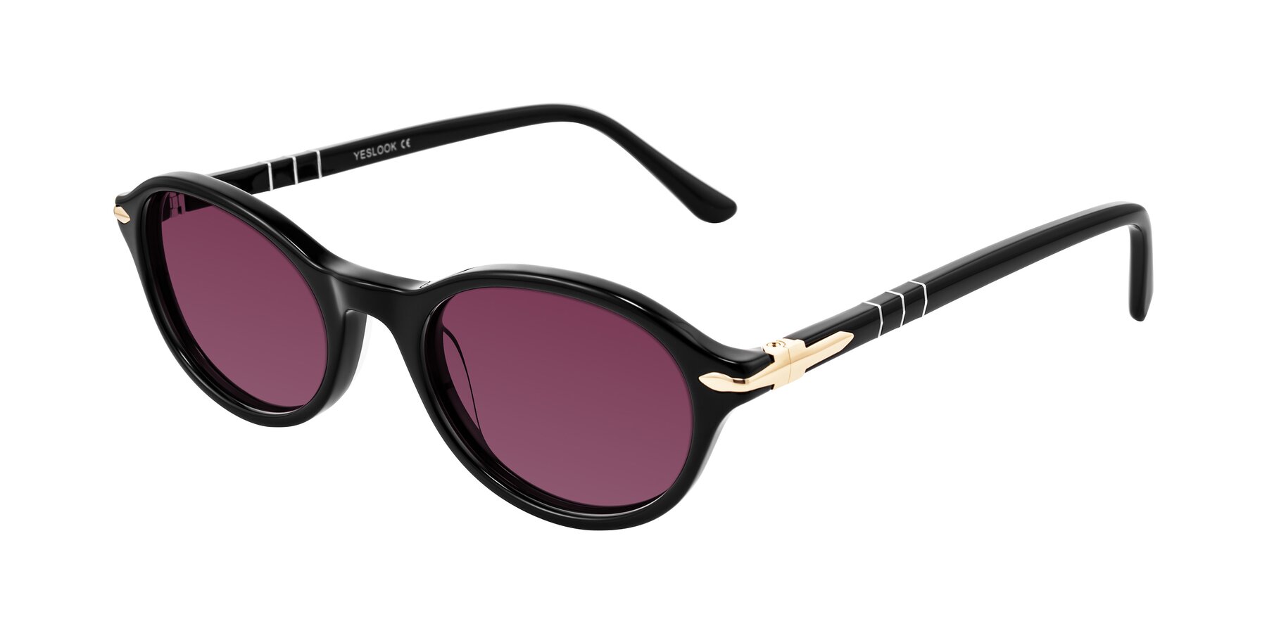 Angle of Sidriah in Black with Wine Tinted Lenses
