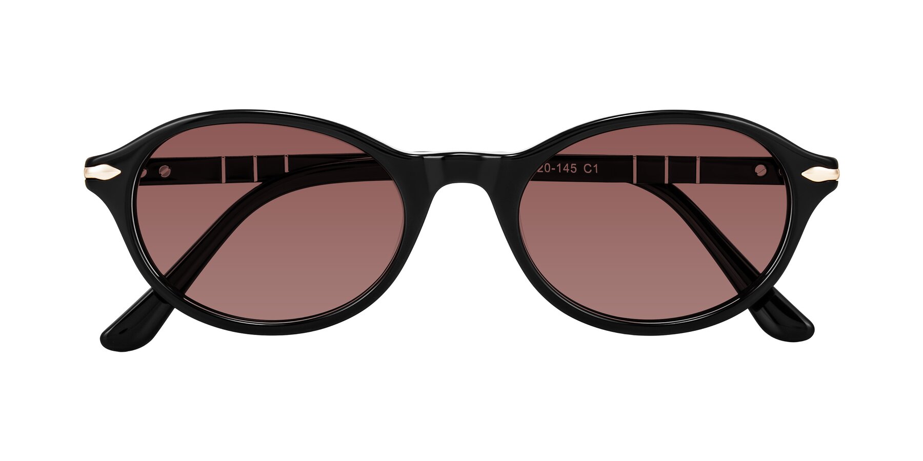 Folded Front of Sidriah in Black with Garnet Tinted Lenses