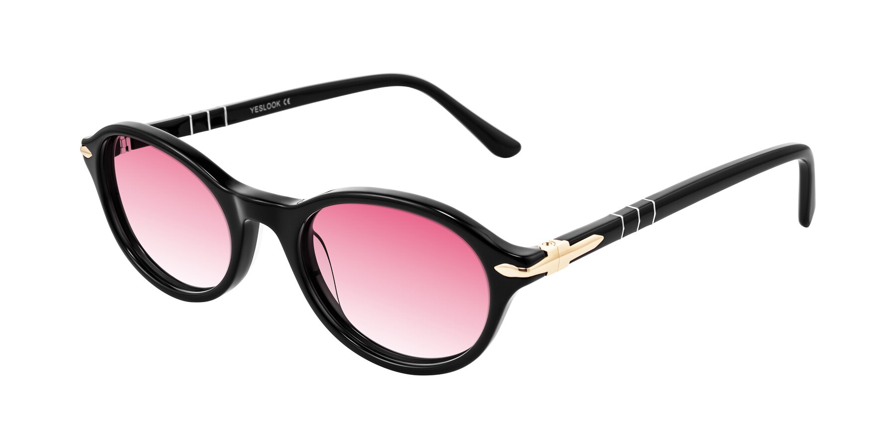 Angle of Sidriah in Black with Pink Gradient Lenses