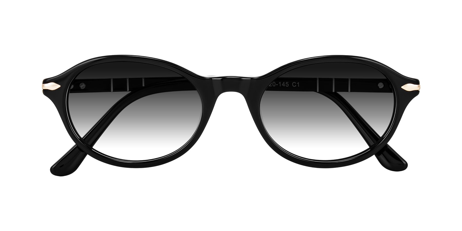 Folded Front of Sidriah in Black with Gray Gradient Lenses