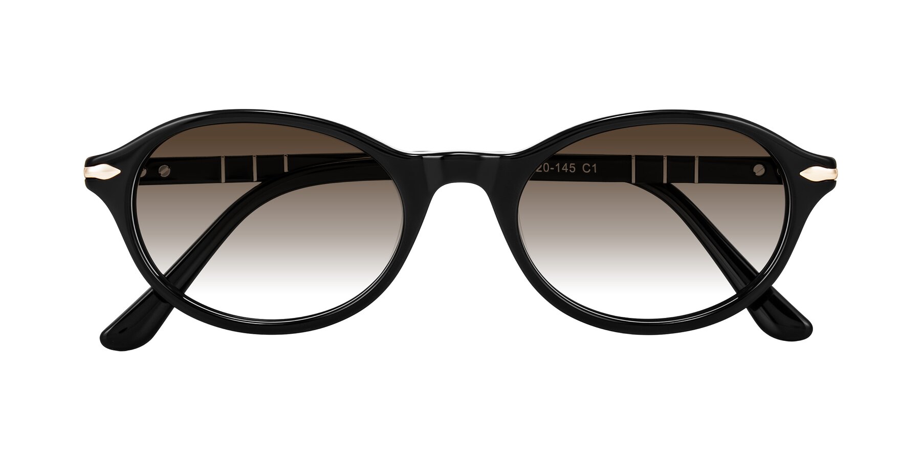 Folded Front of Sidriah in Black with Brown Gradient Lenses
