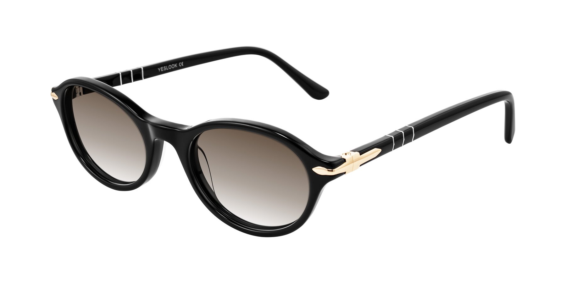 Angle of Sidriah in Black with Brown Gradient Lenses