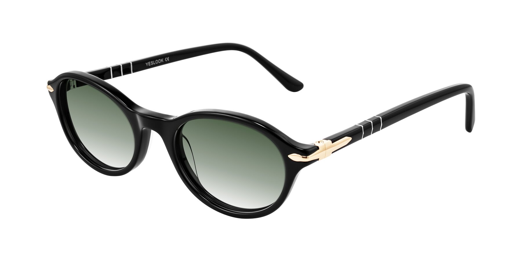 Angle of Sidriah in Black with Green Gradient Lenses