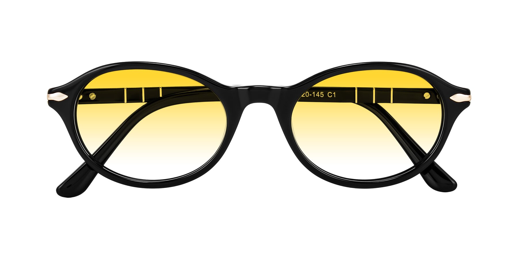Folded Front of Sidriah in Black with Yellow Gradient Lenses
