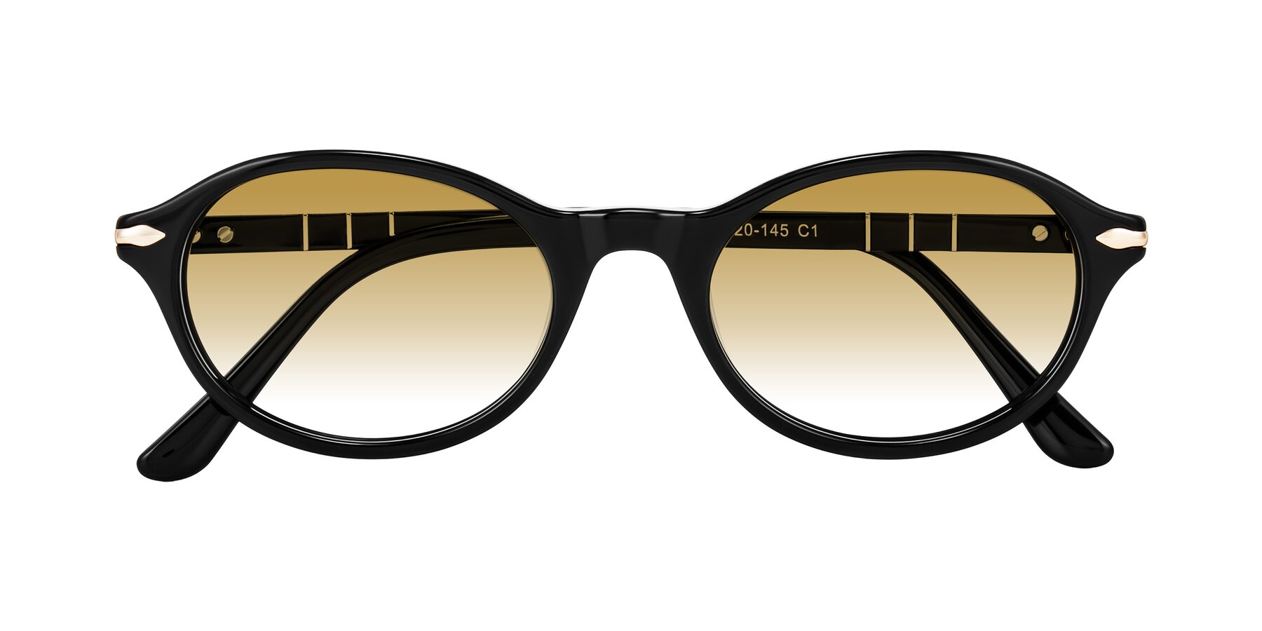 Folded Front of Sidriah in Black with Champagne Gradient Lenses