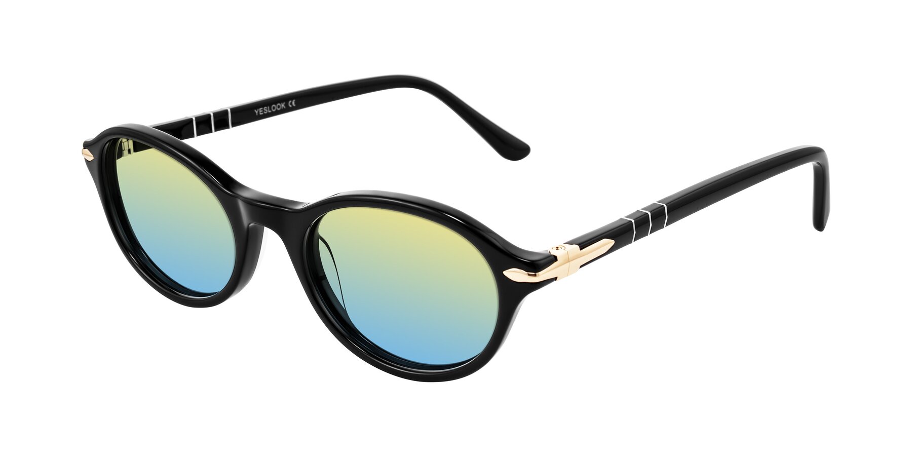 Angle of Sidriah in Black with Yellow / Blue Gradient Lenses