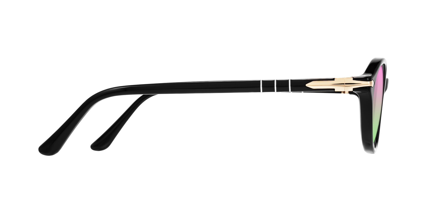 Side of Sidriah in Black with Pink / Green Gradient Lenses