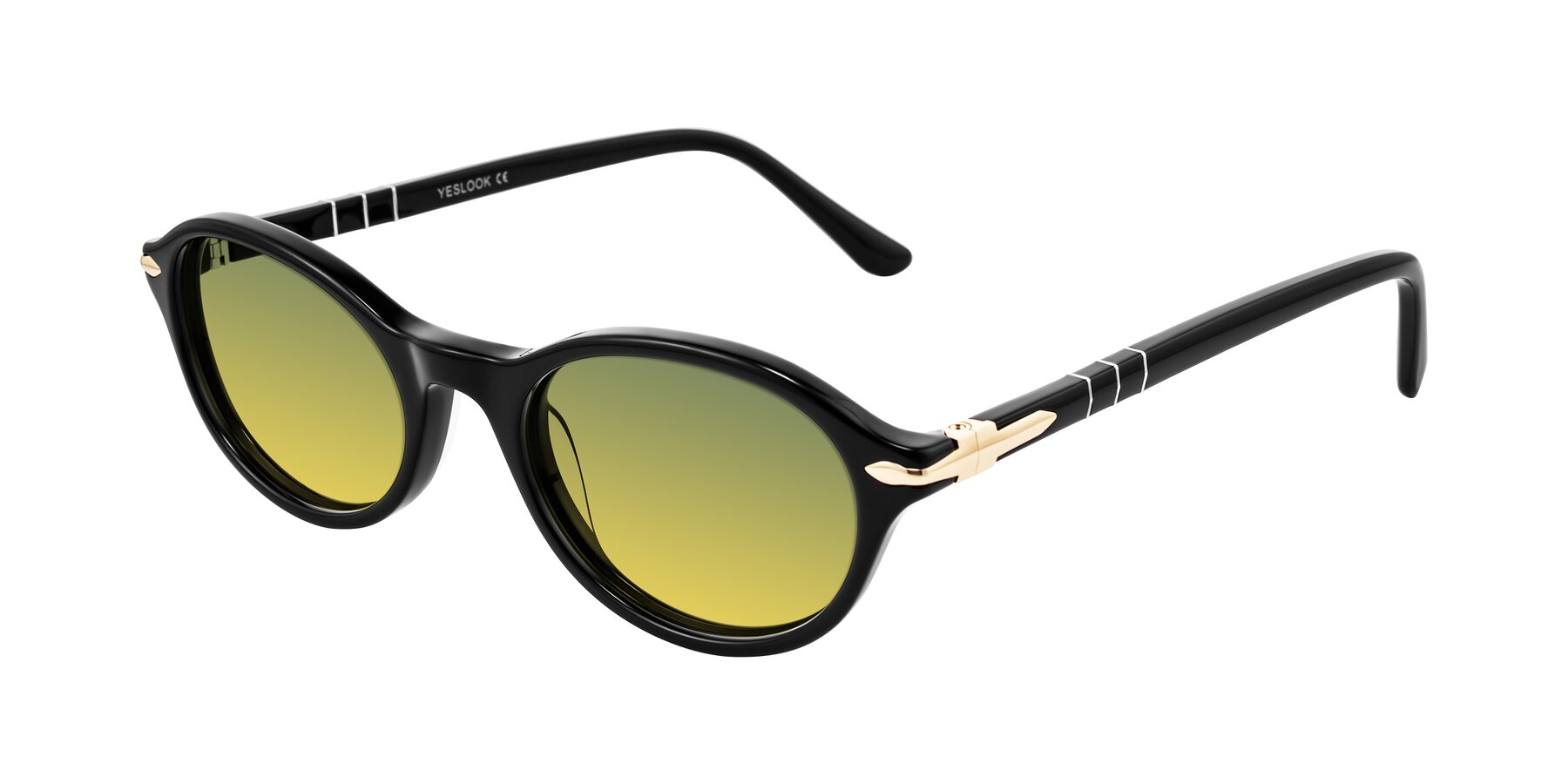 Angle of Sidriah in Black with Green / Yellow Gradient Lenses