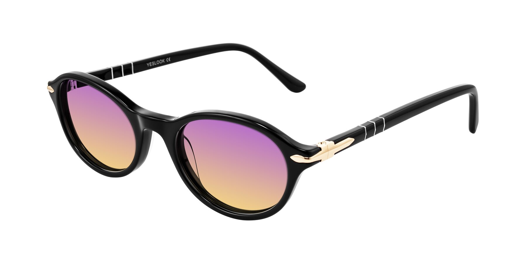 Angle of Sidriah in Black with Purple / Yellow Gradient Lenses
