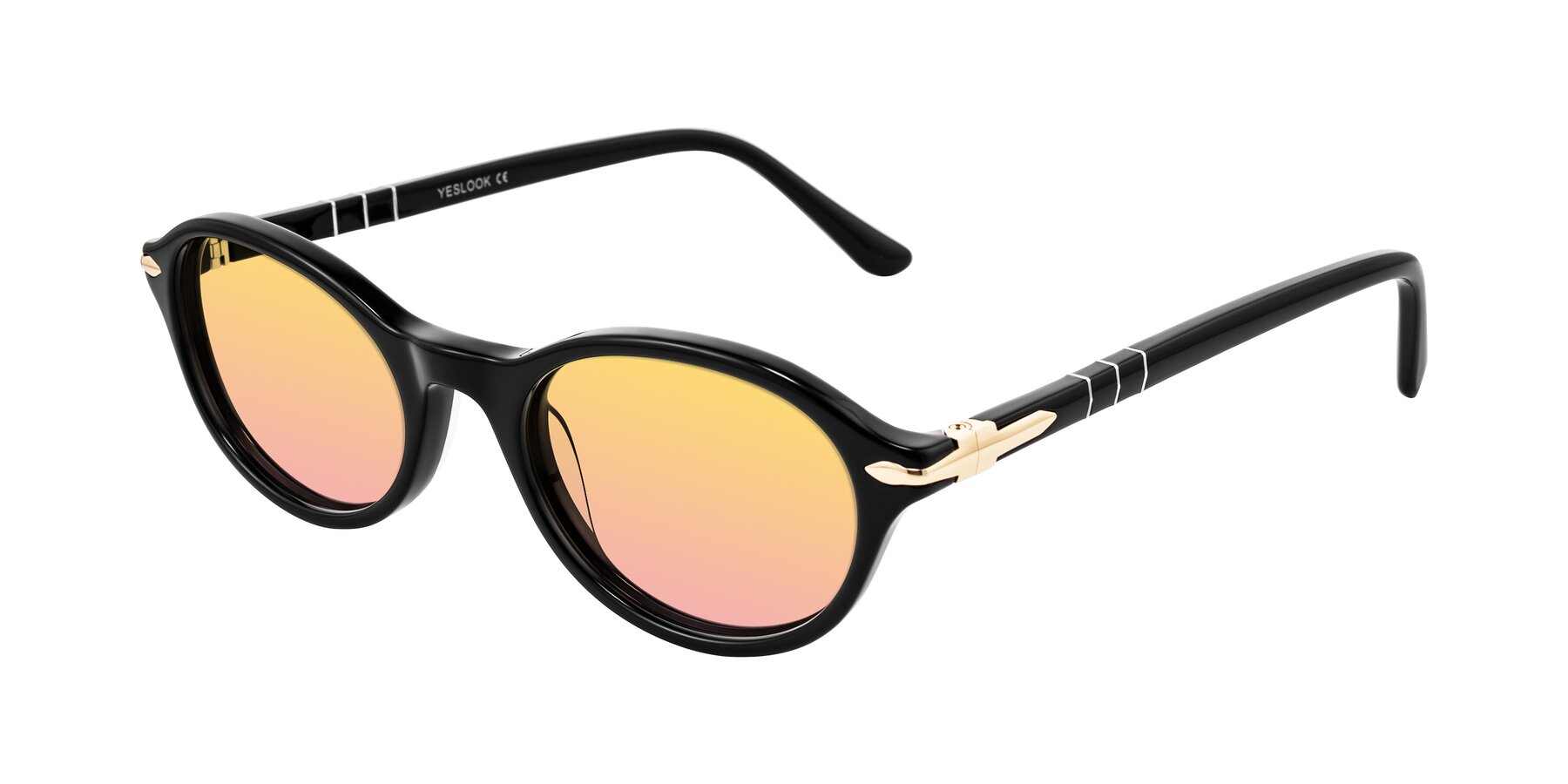 Angle of Sidriah in Black with Yellow / Pink Gradient Lenses