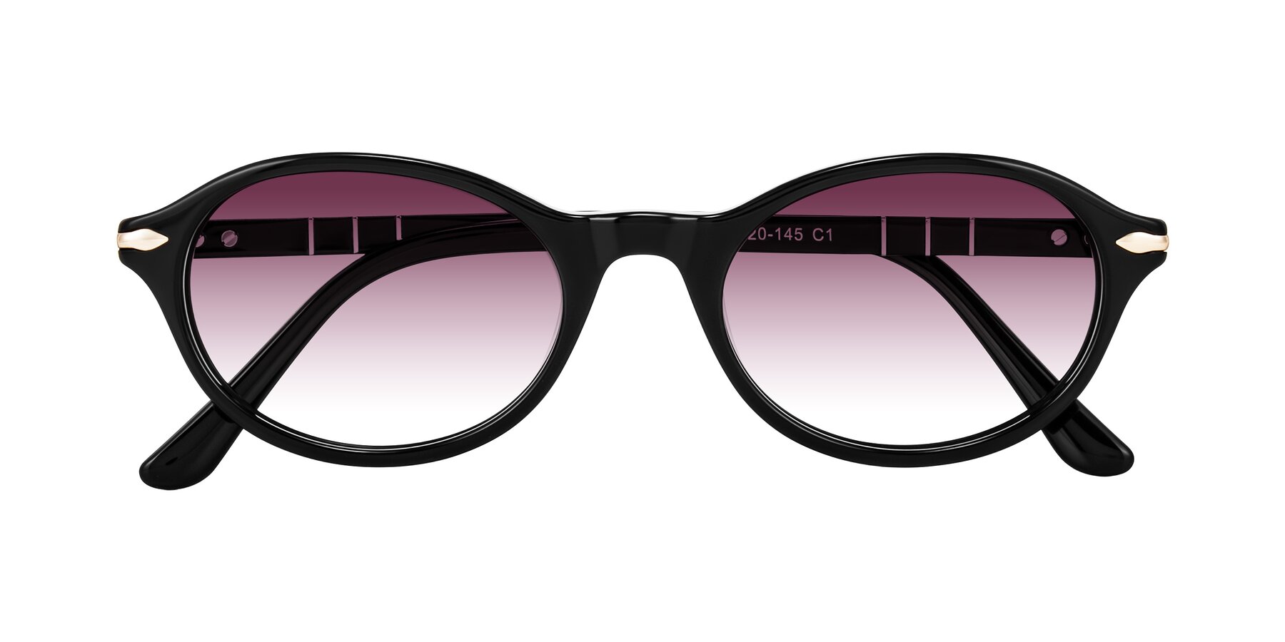 Folded Front of Sidriah in Black with Wine Gradient Lenses