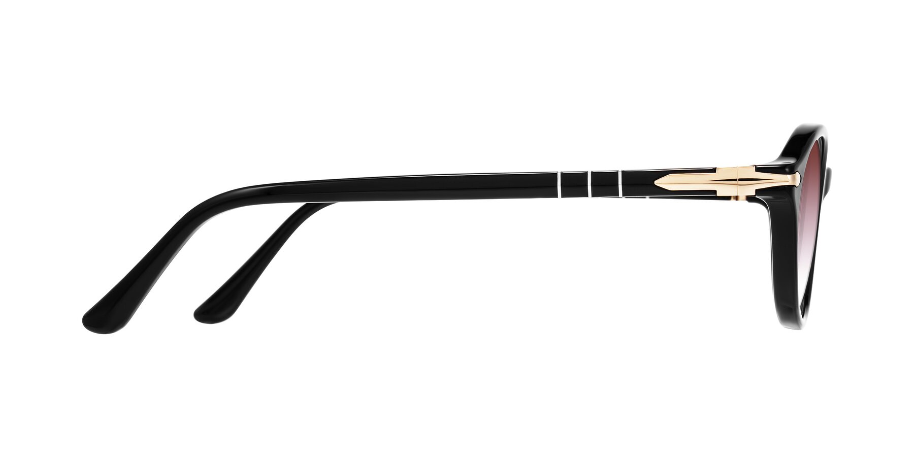 Side of Sidriah in Black with Garnet Gradient Lenses