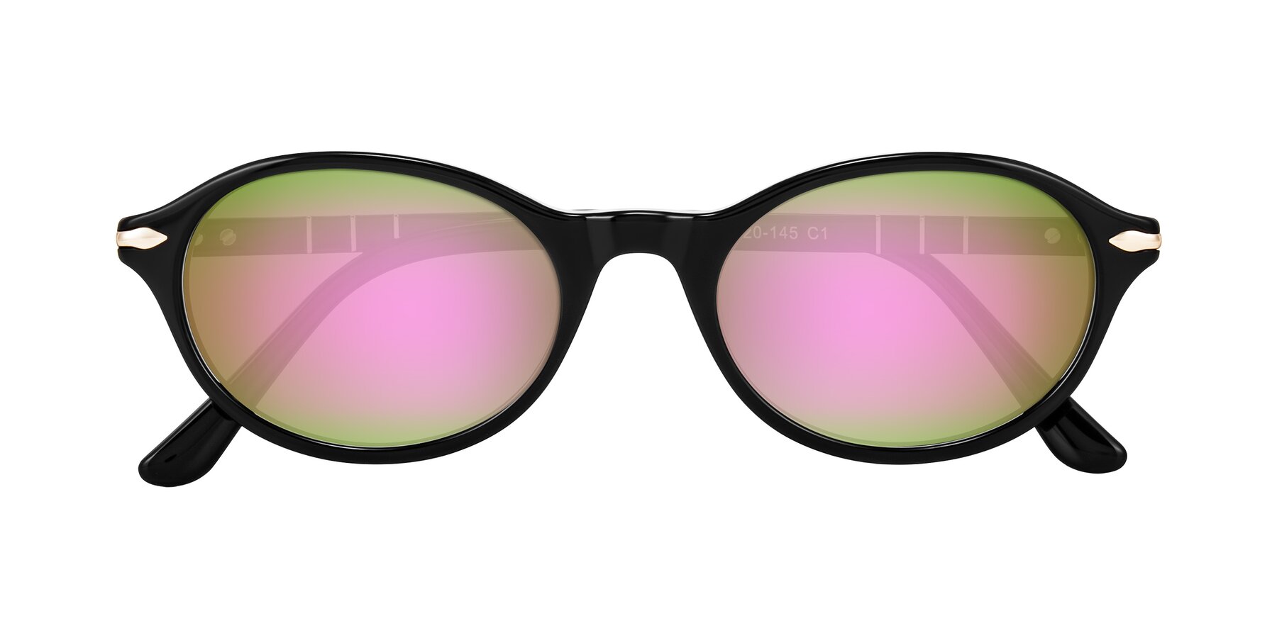 Folded Front of Sidriah in Black with Pink Mirrored Lenses