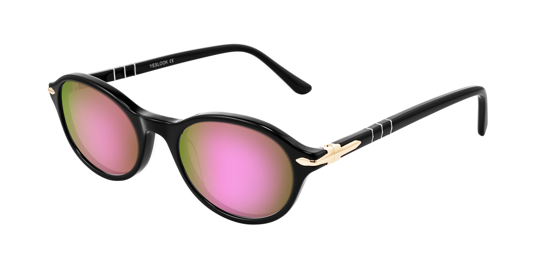 Angle of Sidriah in Black with Pink Mirrored Lenses