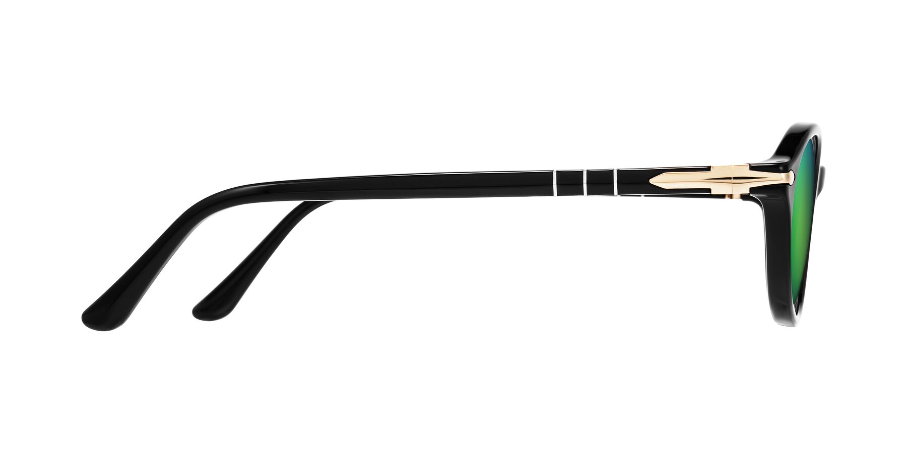 Side of Sidriah in Black with Green Mirrored Lenses