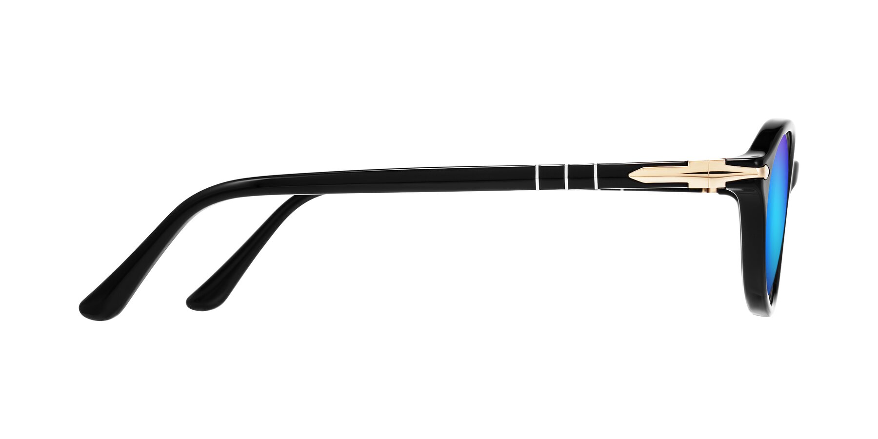 Side of Sidriah in Black with Blue Mirrored Lenses