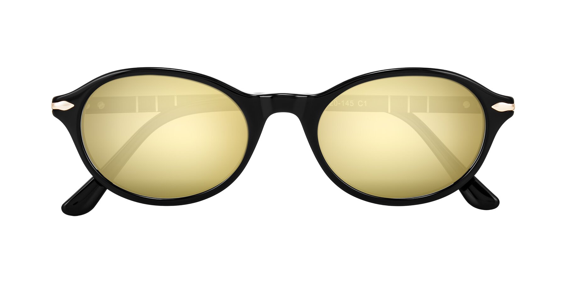 Folded Front of Sidriah in Black with Gold Mirrored Lenses