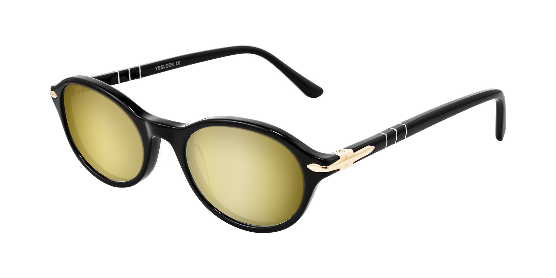 Angle of Sidriah in Black with Gold Mirrored Lenses