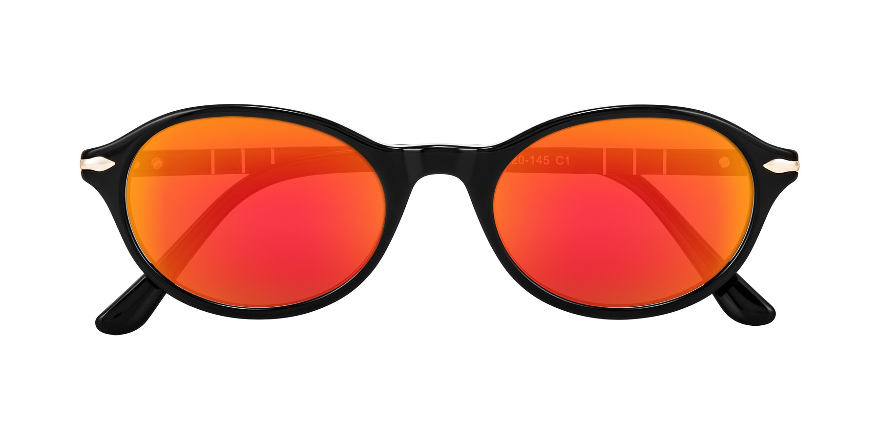 Folded Front of Sidriah in Black with Red Gold Mirrored Lenses