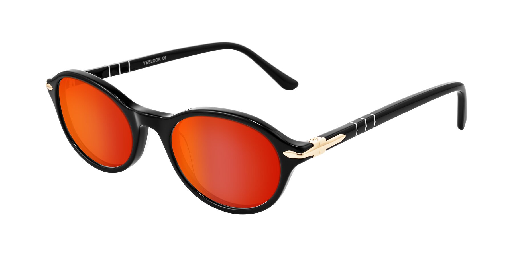 Angle of Sidriah in Black with Red Gold Mirrored Lenses
