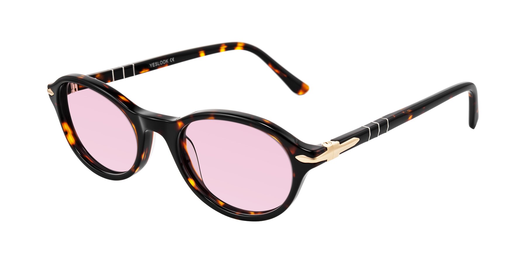 Angle of Sidriah in Tortoise with Light Pink Tinted Lenses