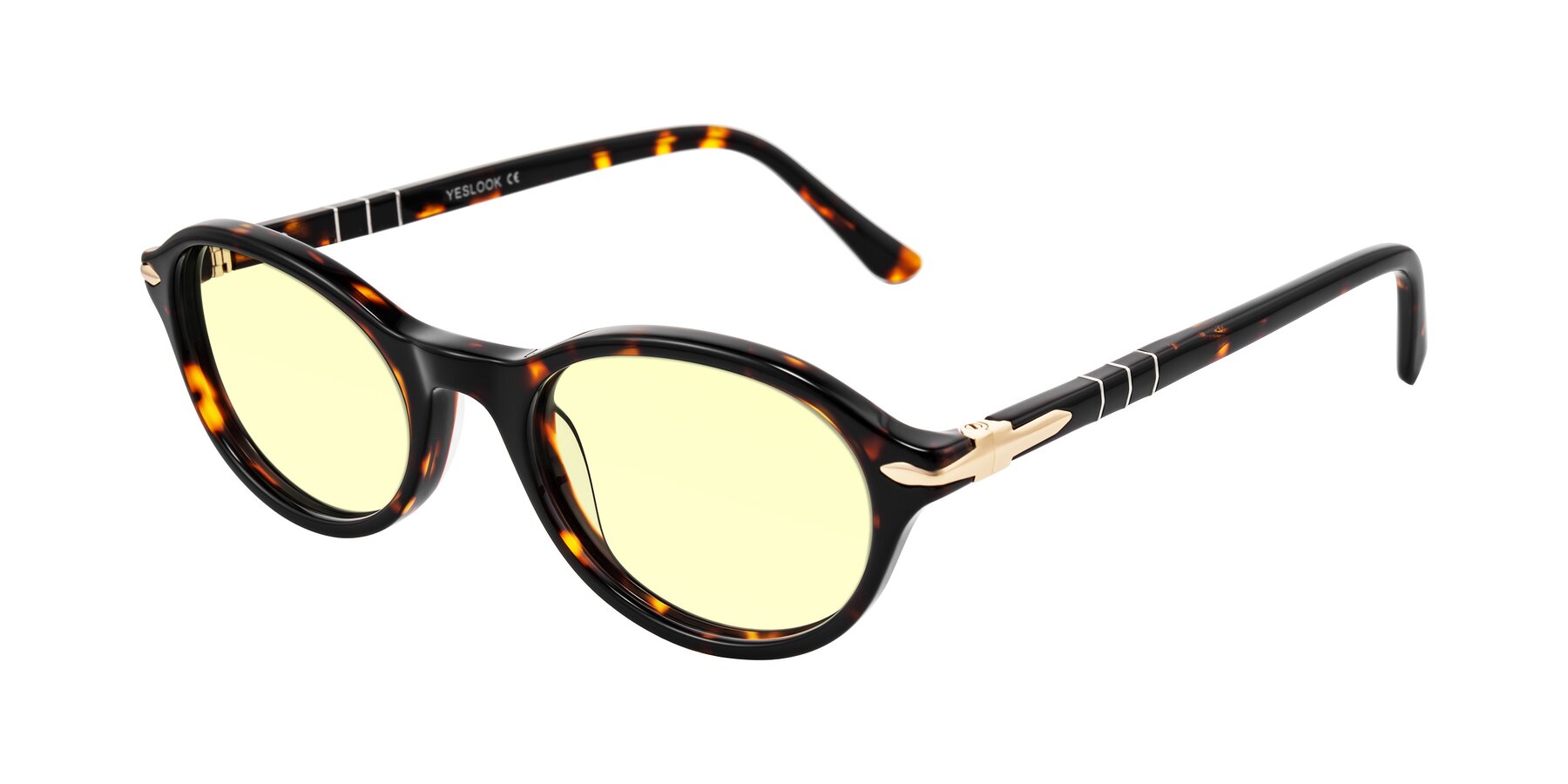 Angle of Sidriah in Tortoise with Light Yellow Tinted Lenses