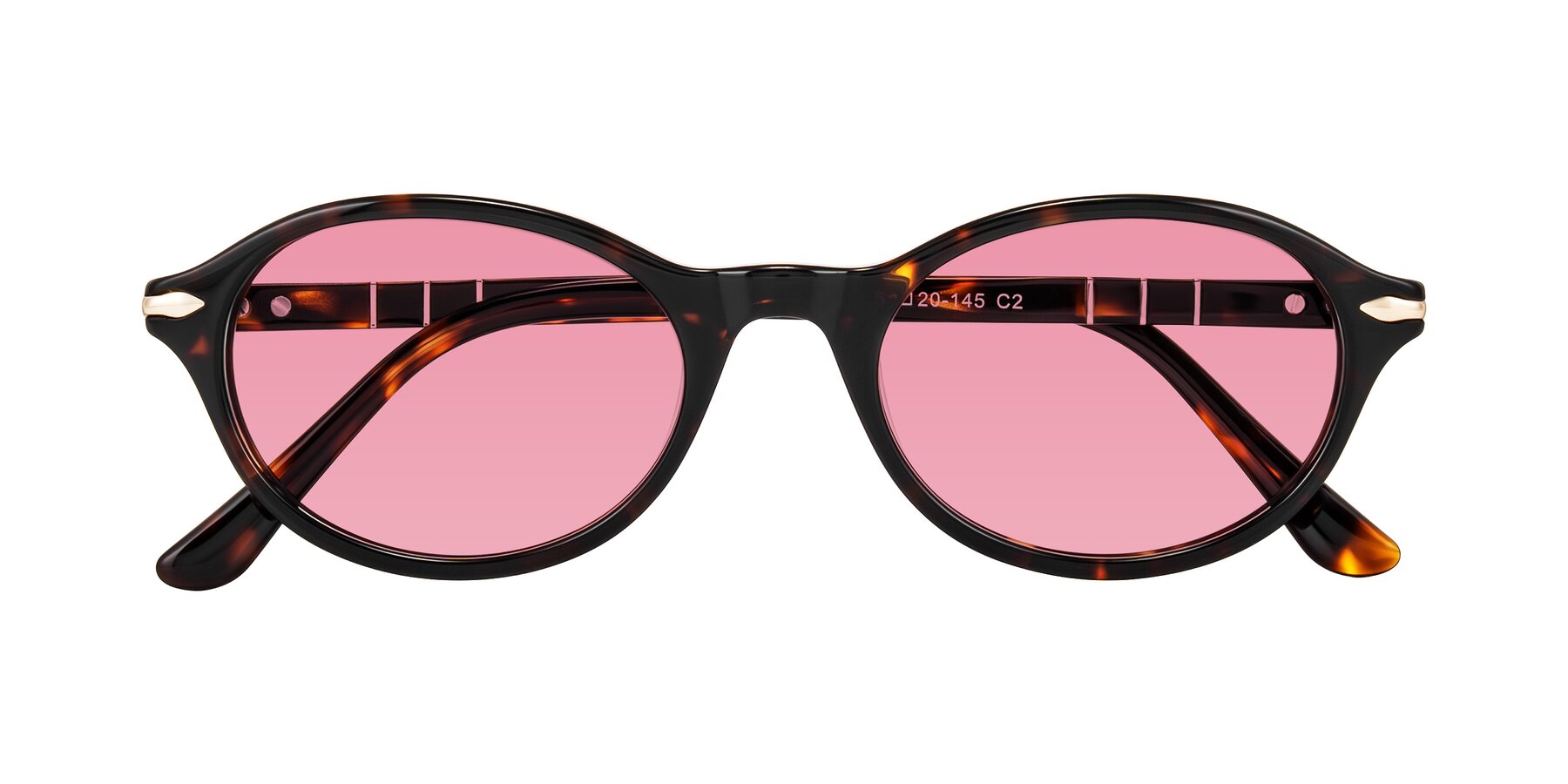 Folded Front of Sidriah in Tortoise with Pink Tinted Lenses