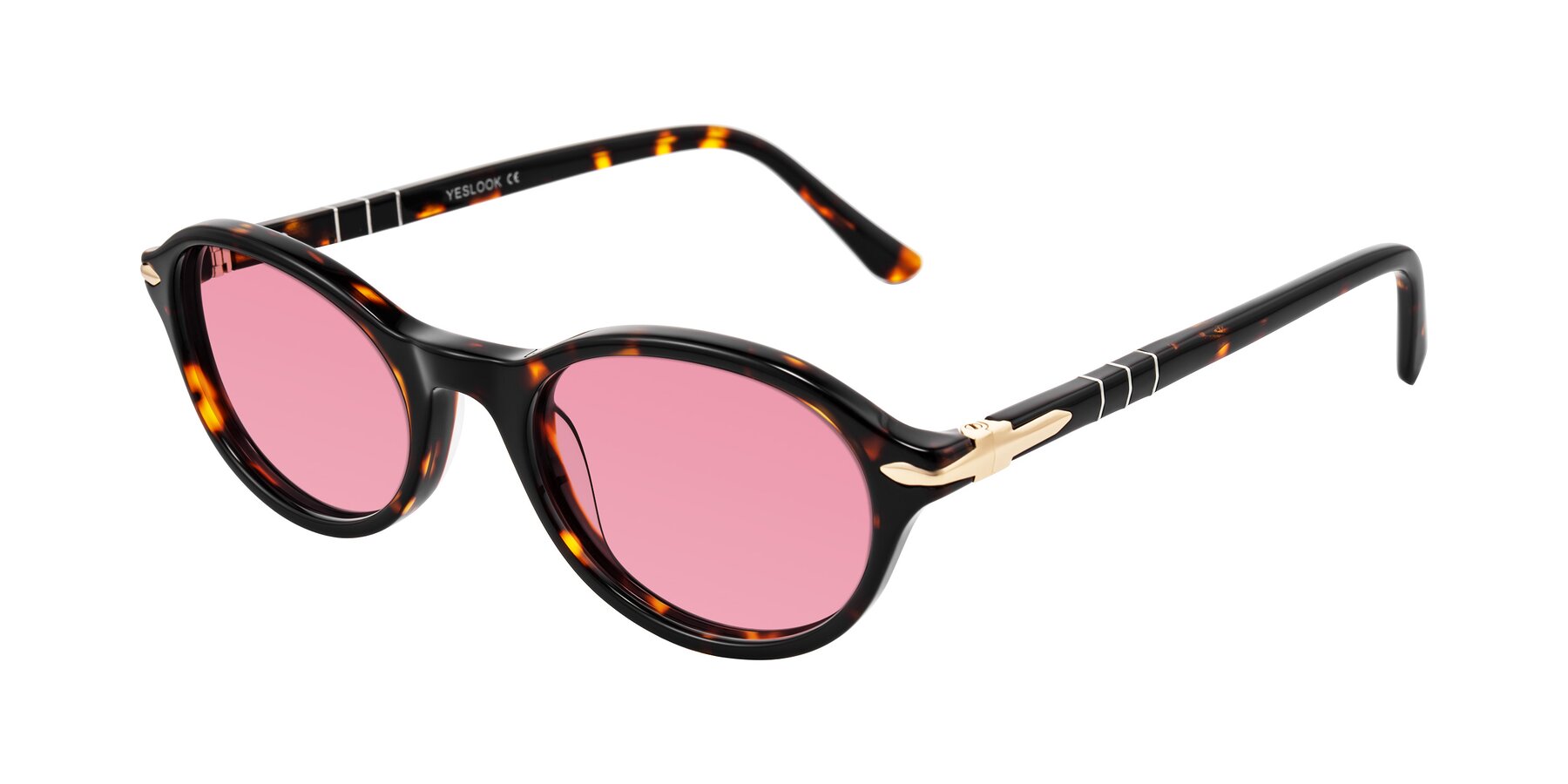 Angle of Sidriah in Tortoise with Pink Tinted Lenses