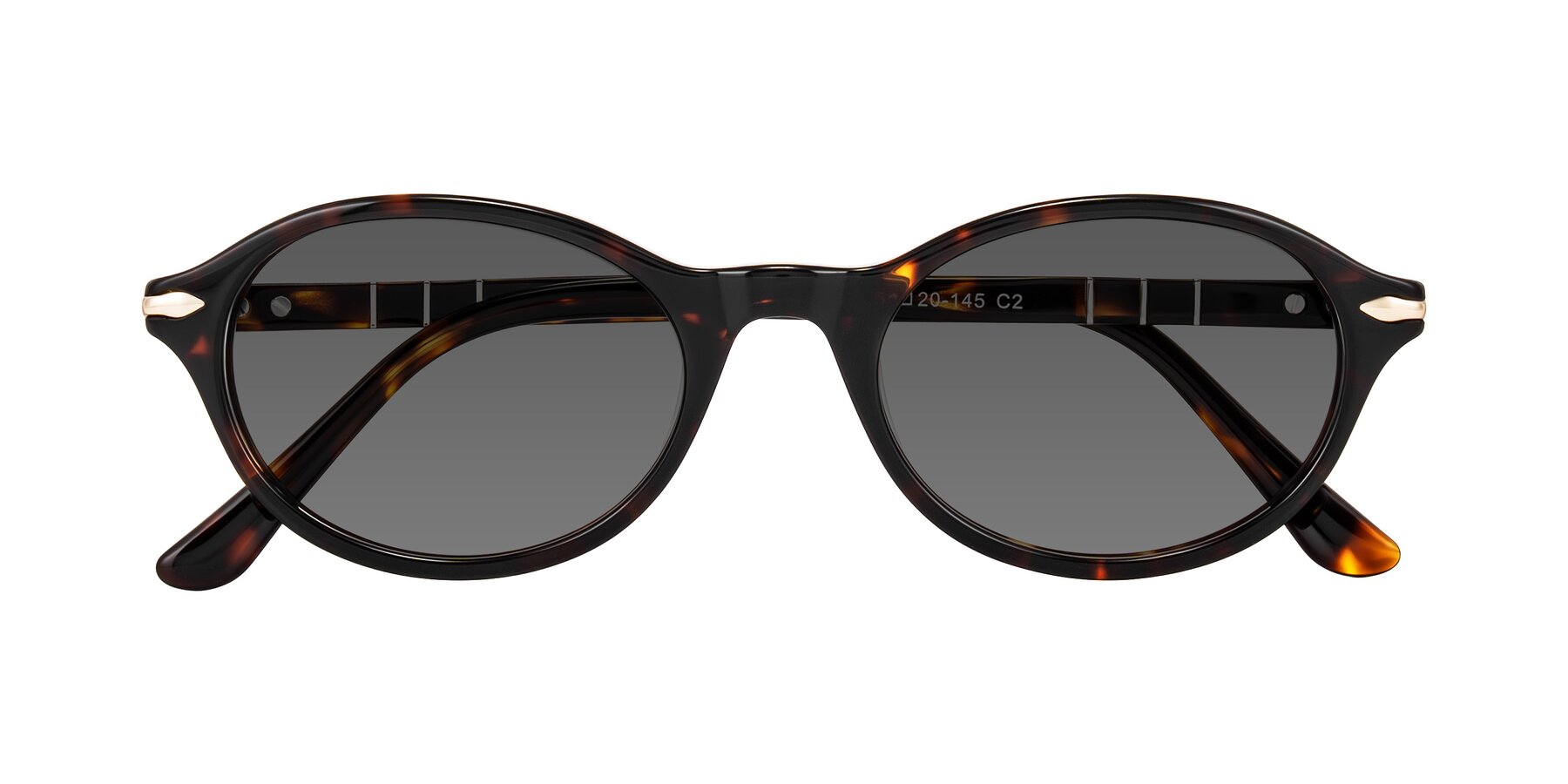 Folded Front of Sidriah in Tortoise with Medium Gray Tinted Lenses