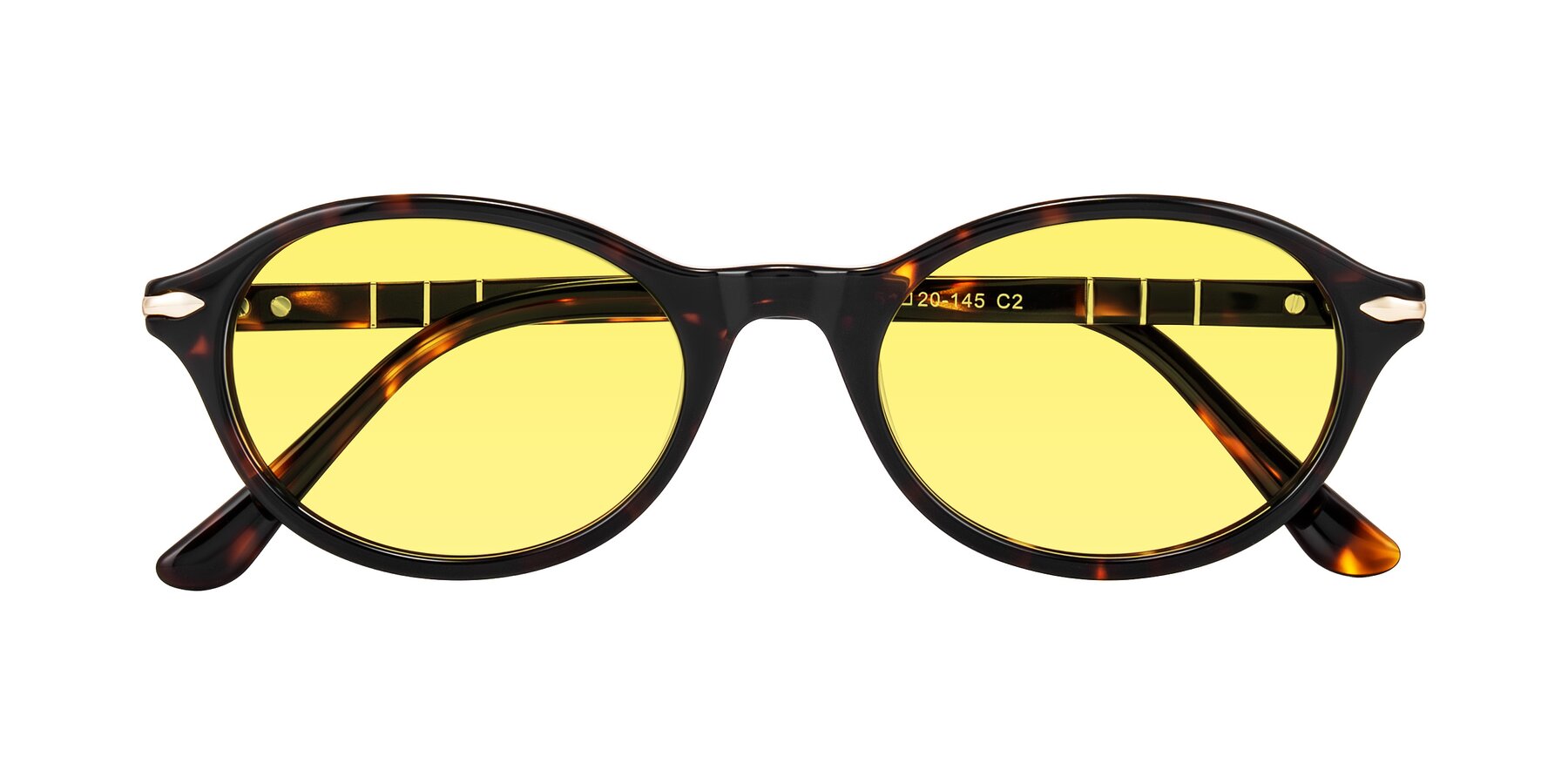 Folded Front of Sidriah in Tortoise with Medium Yellow Tinted Lenses