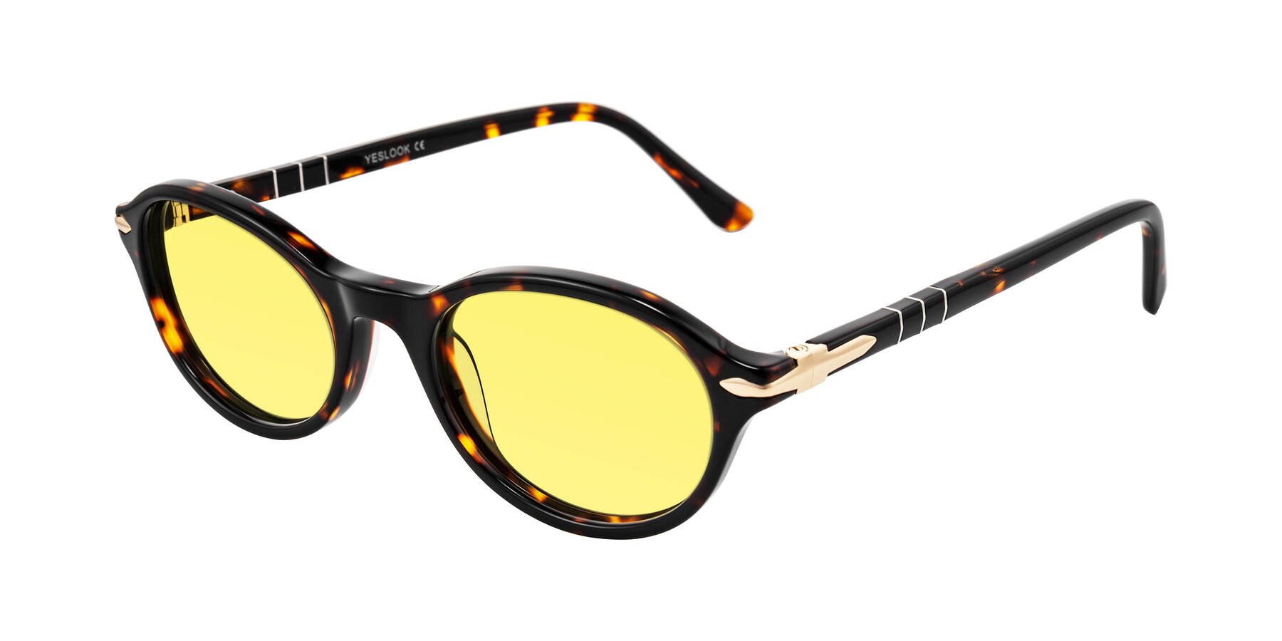 Angle of Sidriah in Tortoise with Medium Yellow Tinted Lenses