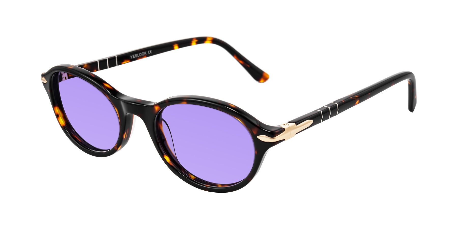 Angle of Sidriah in Tortoise with Medium Purple Tinted Lenses