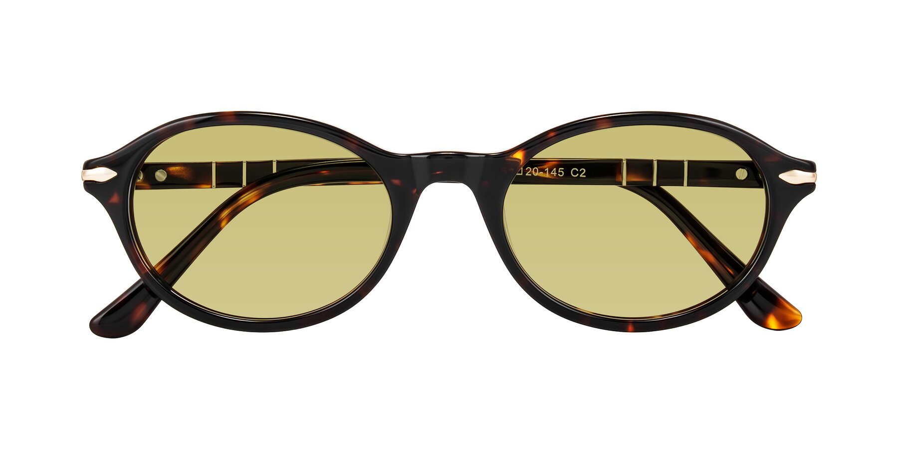 Folded Front of Sidriah in Tortoise with Medium Champagne Tinted Lenses
