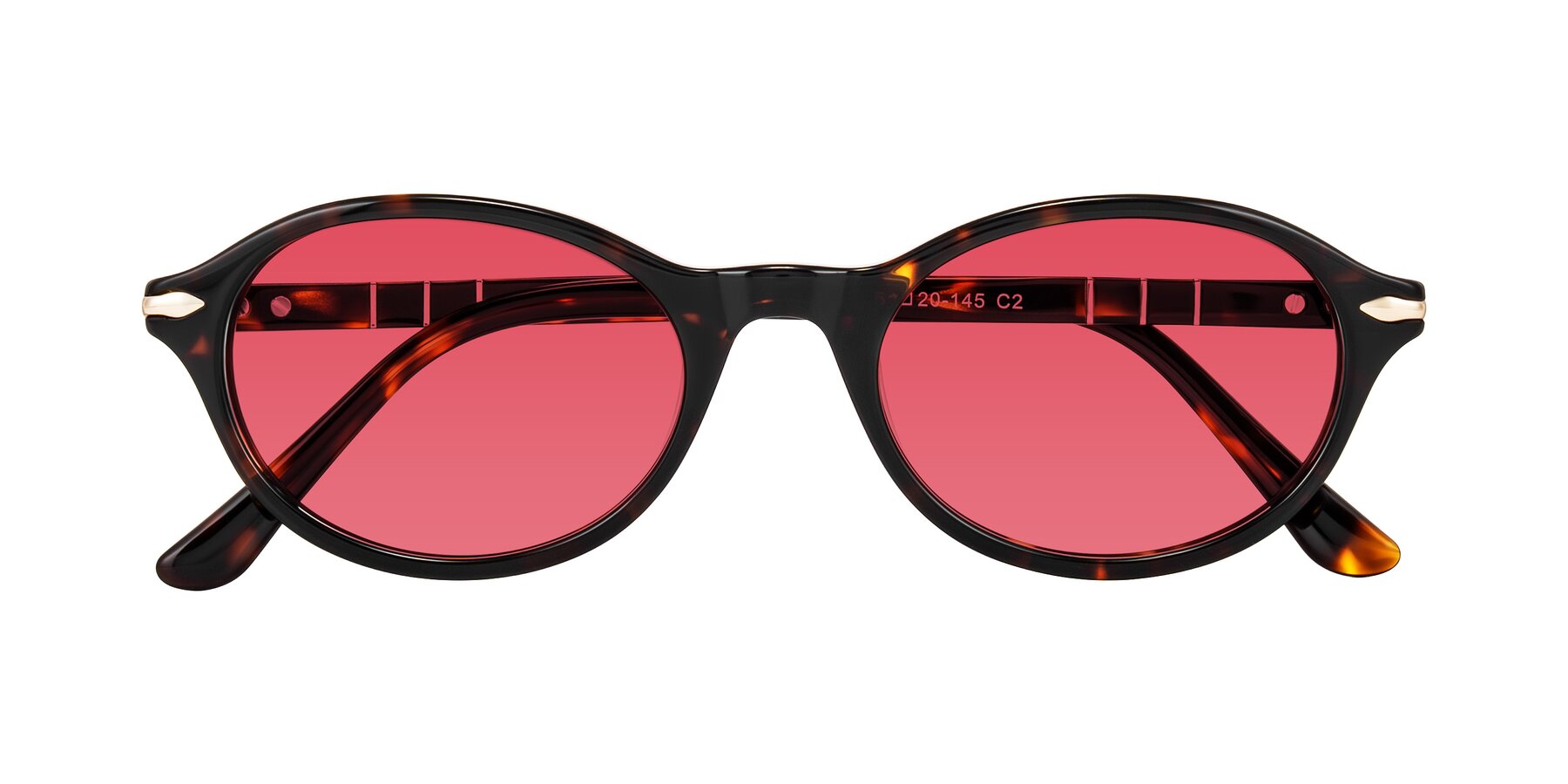 Folded Front of Sidriah in Tortoise with Red Tinted Lenses