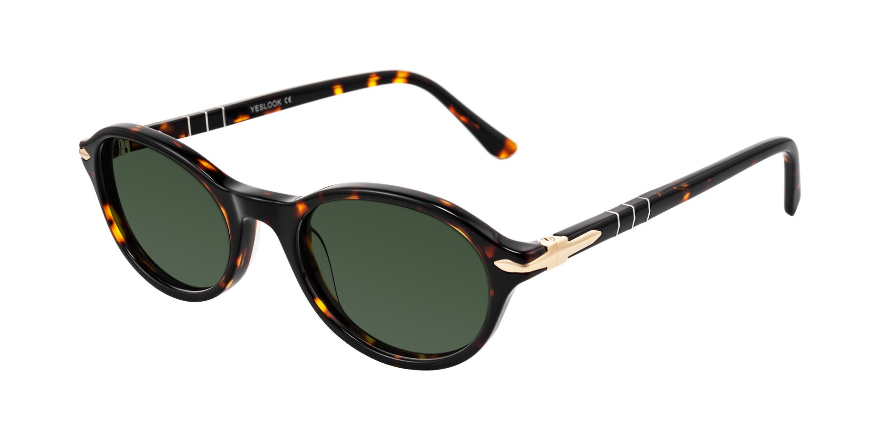 Angle of Sidriah in Tortoise with Green Tinted Lenses