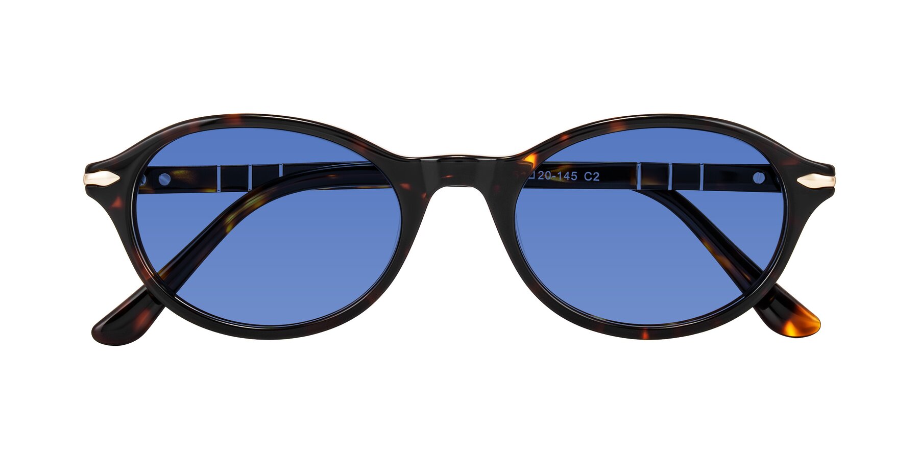 Folded Front of Sidriah in Tortoise with Blue Tinted Lenses