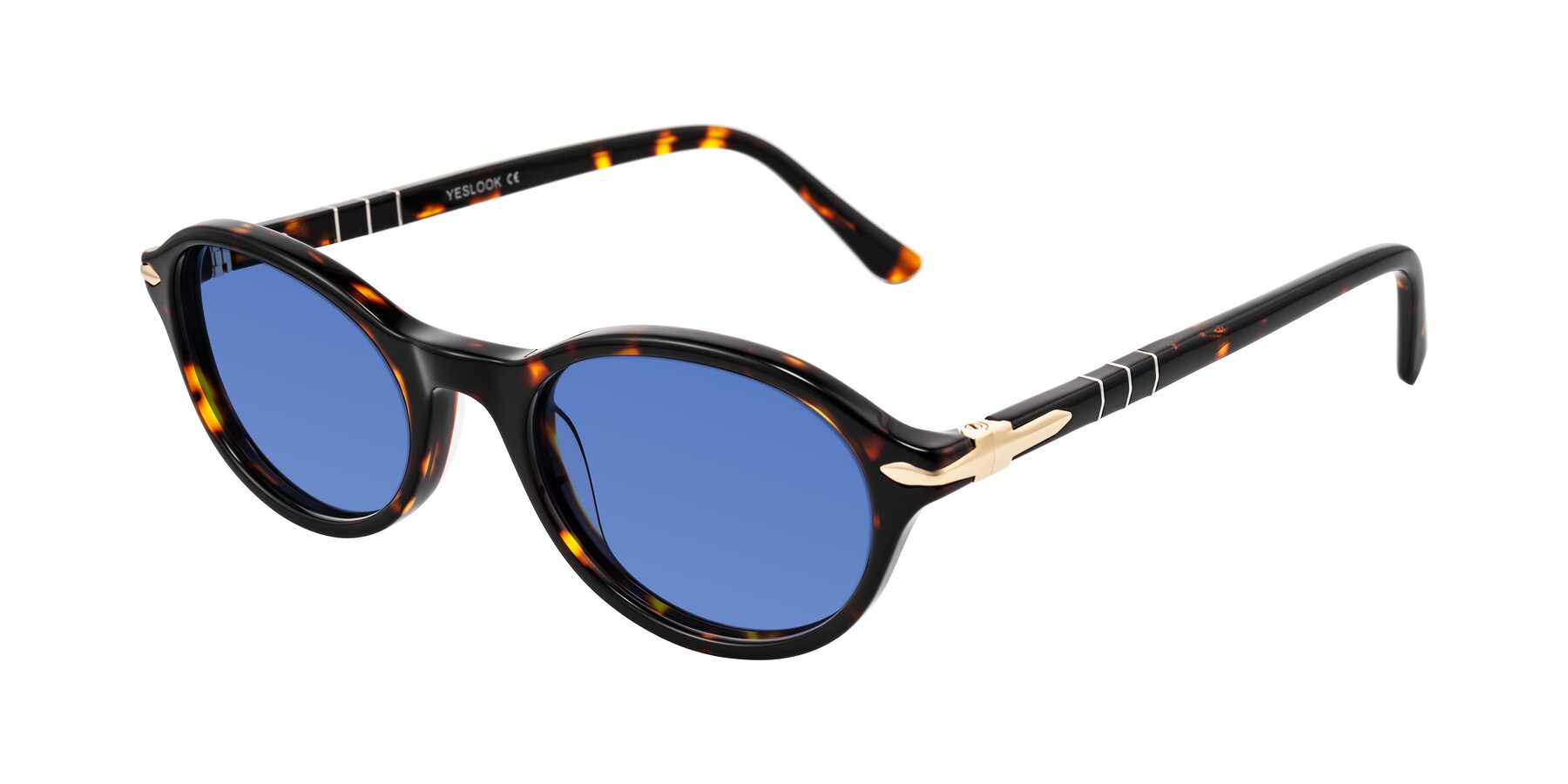 Angle of Sidriah in Tortoise with Blue Tinted Lenses